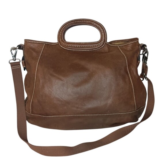 Vintage Fossil Brown Soft Leather Satchel Tote Doctor Messenger Bag With Strap - Picture 2 of 13